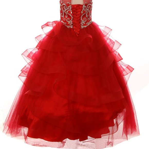 Cinderella Dresses New Red Color Formal Evening Kids Girls Gown